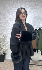 Manteau Court Cache-Cœur à Fourrure