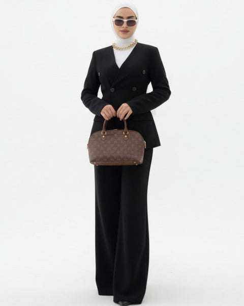 Tailleur femme chic – Veste cintrée & pantalon large